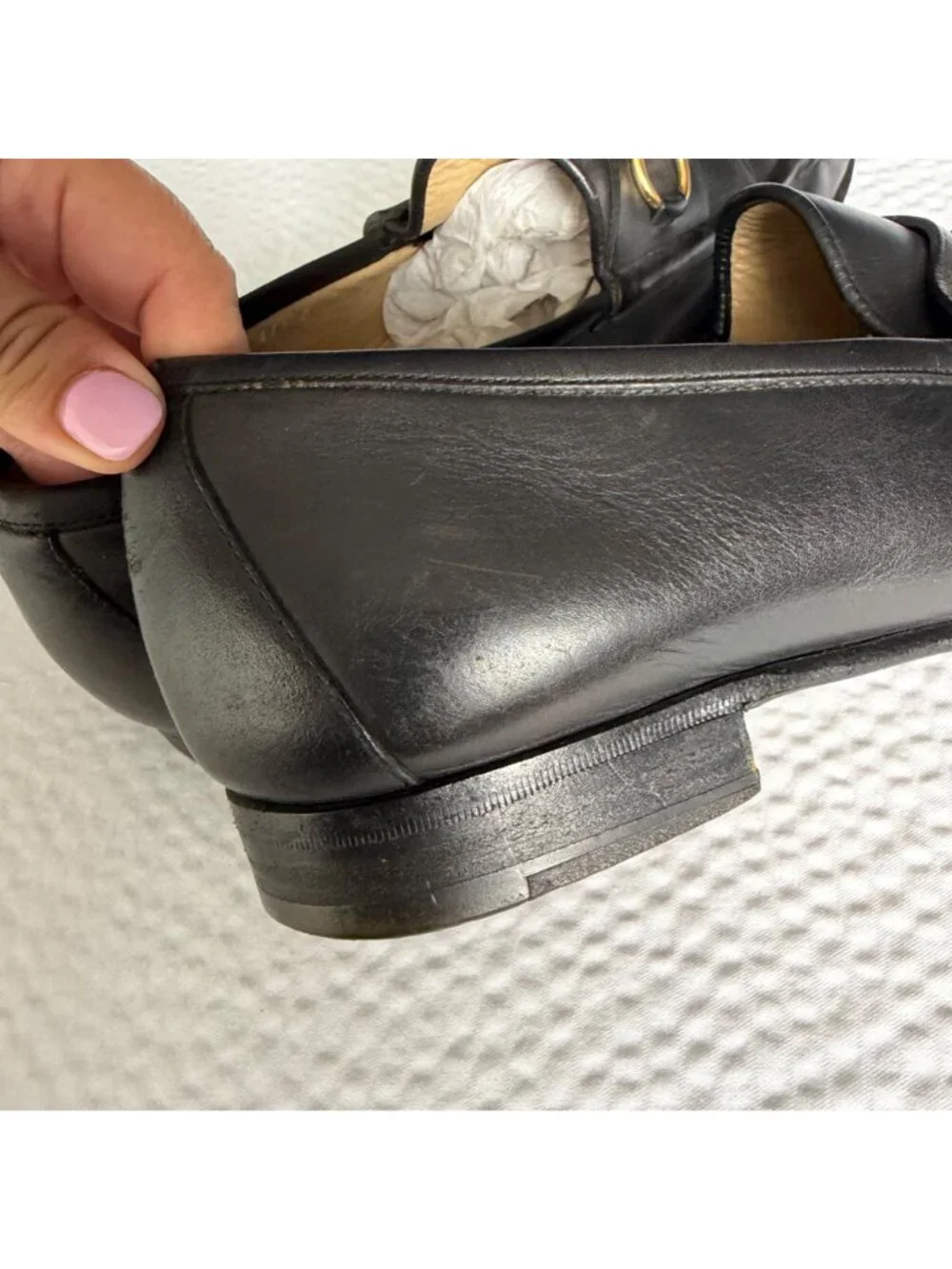 Gucci 1953 Horsebit Loafers Black Leather Mens Shoes Size 44.5 E 11.5 Made In It